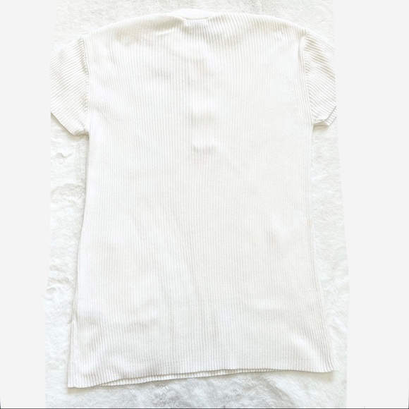 RODEBJER White Ribbed Crew Neck Dress w/ Front Patch Pockets Size Small - Picture 2 of 10